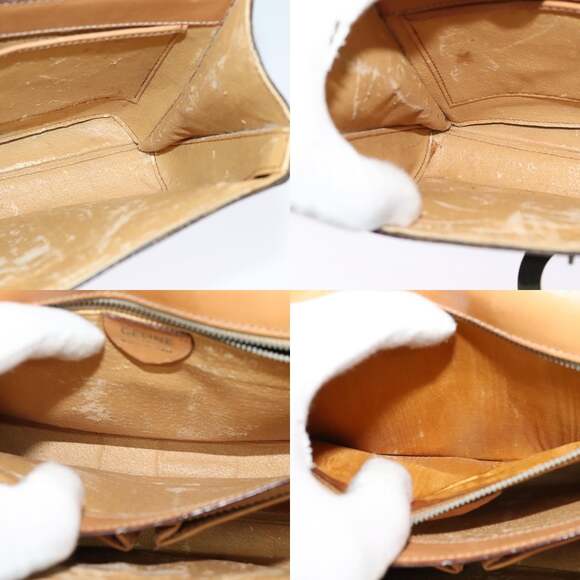 CELINE Macadam Canvas Circle Shoulder Bag Pvc Leather Brown Gold - Picture 12 of 13